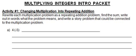 integers lesson plan 7th grade
