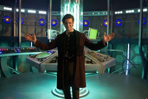 Doctor Who Tardis Matt Smith Poses Inside The New Time Machine