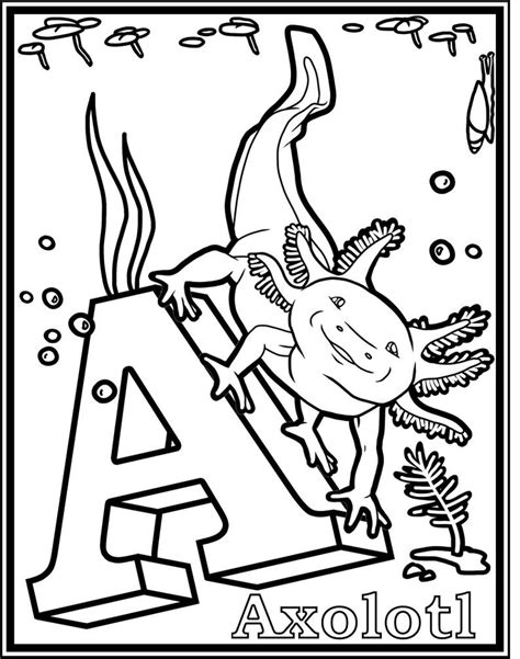 A is for Axolotl coloring page by CosmicKandi on DeviantArt