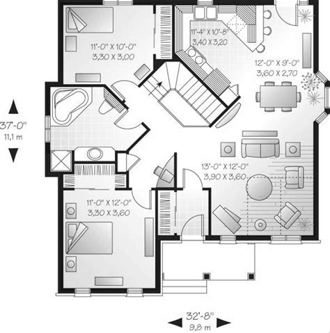 Traditional Style House Plan 2 Beds 1 Baths 1102 Sqft Plan 23 689