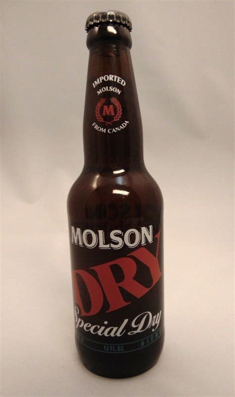 Molson Dry Special Dry Empty Beer Bottle With Cap 12 Oz Painted