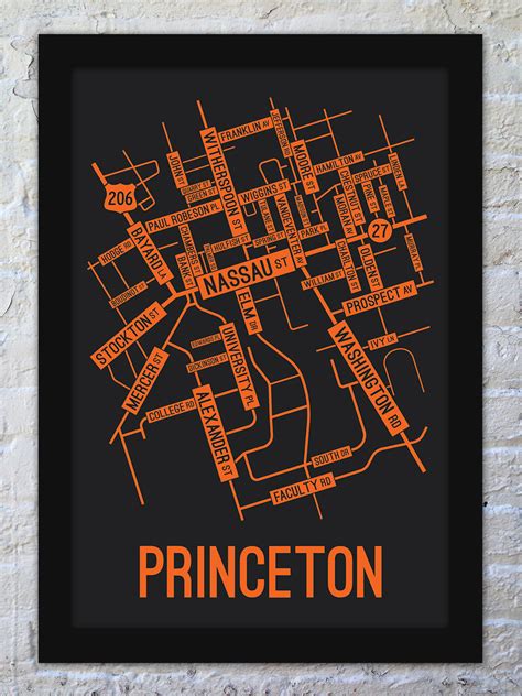 Princeton New Jersey Street Map Print School Street Posters