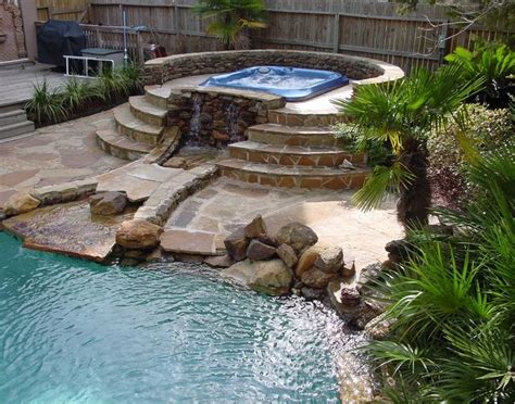 Drain the tub, cleaning out the residue and refill it above the jets with cold water this time. Aménagement paysager avec cascade comprenant un spa ...