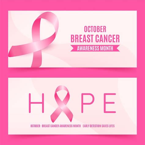Free Vector Realistic Breast Cancer Awareness Month Banners Set