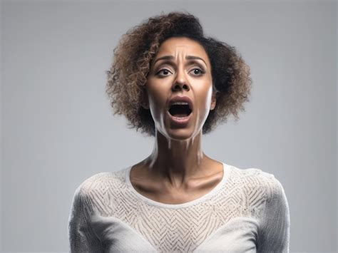 Premium Ai Image Attractive Shocked And Scared Young Woman Standing