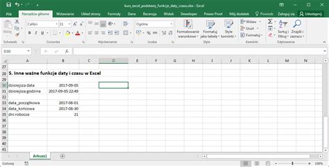 Kurs Excel Podstawy Funckje Daty Czasu 5 DataTalk Pl
