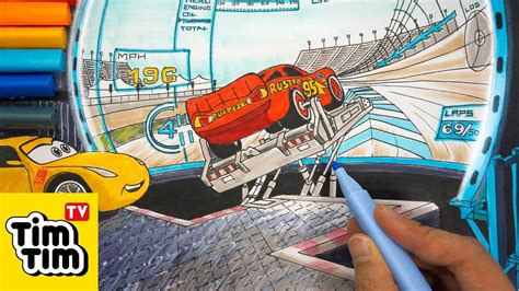 How To Draw Cars 3 Lightning Mcqueen Racing Simulator Easy Step By