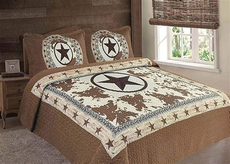 Bedding 5 Piece Comforter Texas Western Star Luxury Quilt Bedspread Set