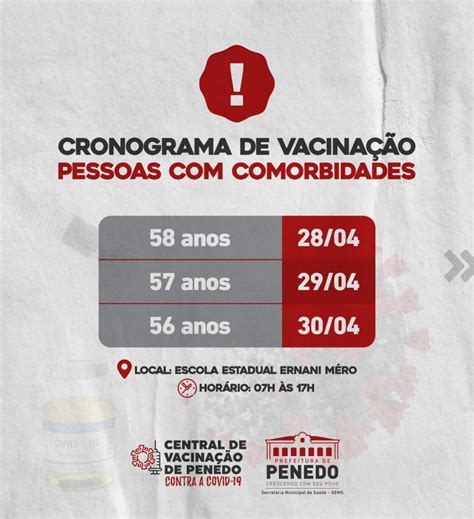 Dentre as pessoas com comorbidades, podem se vacinar as pessoas com as seguintes doenças: Penedo amplia faixa etária de vacina contra Covid para ...