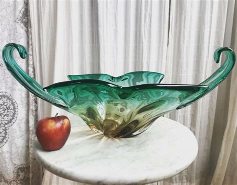 Vintage S Large Murano Italian Venetian Art Glass Sommerso Fruit Bowl Vase Vinterior
