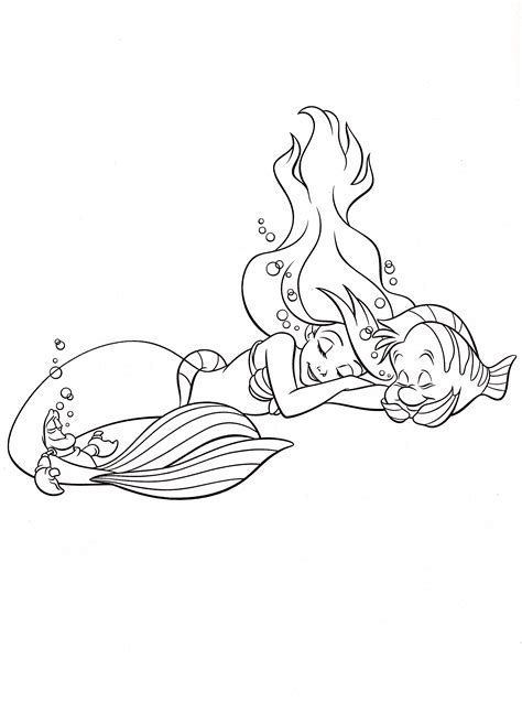 Flounder Coloring Pages From The Little Mermaid