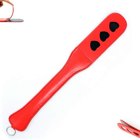 45cm Red Heart Leather Spanking Paddle Pu Clap Slap Flap Pat Whip Lash Flog Beat On Ass Adult