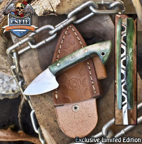 Csfif Handmade Skinner Knife D2 Tool Steel Camel Bone Military Minature