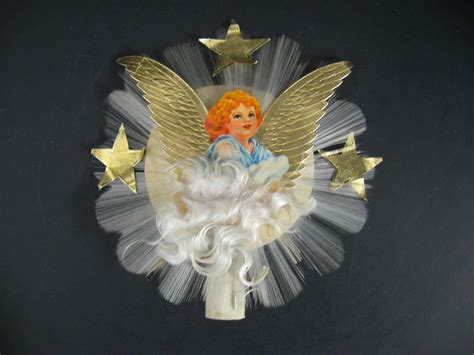 Vtg Antique Angel Hair Spun Glass Christmas Tree Topper Top 40s