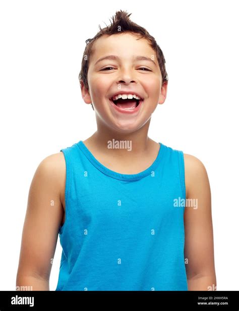 So Funny Portrait Of A Young Boy Laughing Stock Photo Alamy