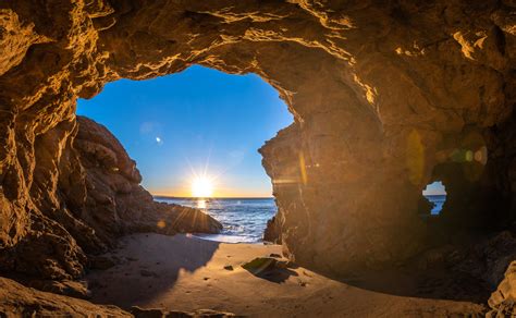 Malibu Sea Cave Sunset Red And Orange Clouds Fine Art El Matador State