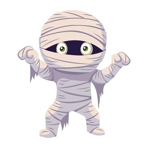 Mummy Monster For Halloween Vector Flat Cartoon Illustration Stock