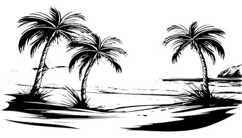 Premium Vector Tropical Coconut Palm Trees Vector Sketch Illustration