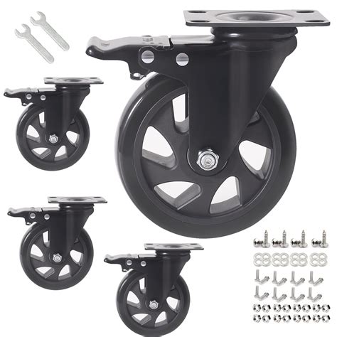 Buy 5 Inch Caster Wheels With Brake 2200lbs Heavy Duty Casters Set Of 4