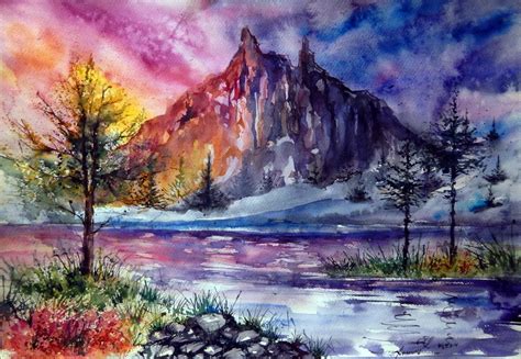 Mountain Landscape By Annaarmona On Deviantart Landscape Art Painting