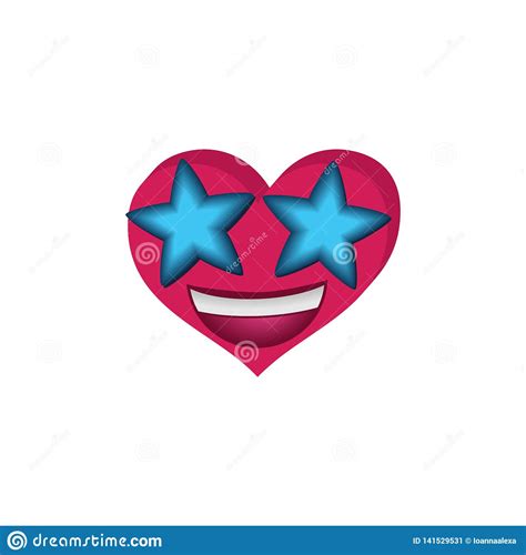 Emoji In The Shape Of A Heart With Stars In The Eyes Stock Vector