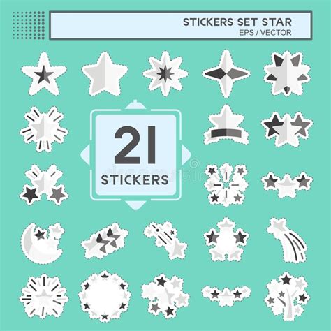Sticker Line Cut Set Stars Related To Stars Symbol Simple Design