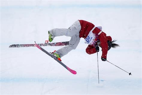 Canadas Yuki Tsubota Crashes During The Womens Freestyle Skiing