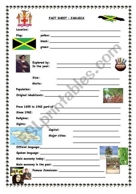 It´s A Fact Sheet About Jamaica For The Students To Fill It In Fact