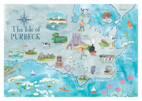 Purbeck Illustrated Map Giclee Print Etsy