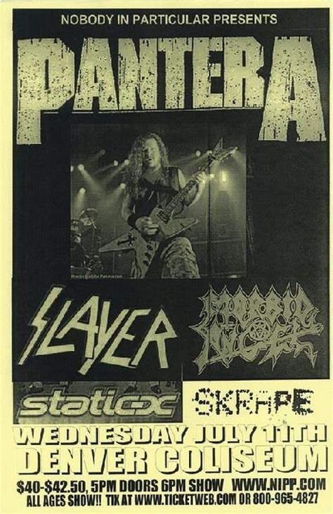 Reprint Concert Poster For Pantera Music Concert Posters Music