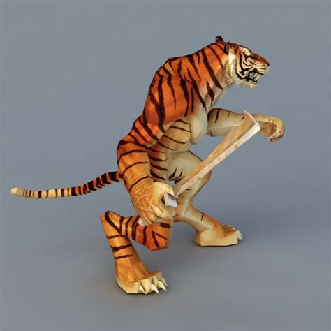 Tiger Warrior With Sword 3d Model 3ds Max Files Free Download Cadnav