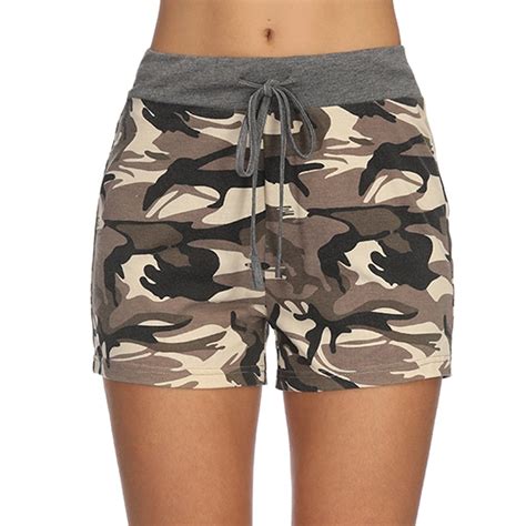 summer womens camouflage shorts female army green camouflage shorts ladies high waist casual