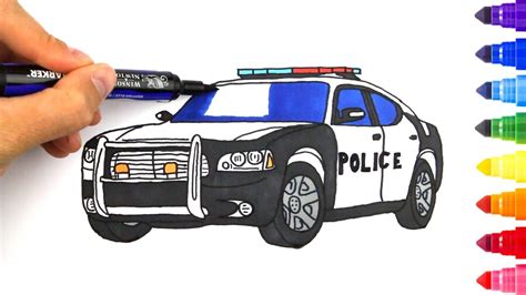 How To Draw A Cartoon Police Car Canvas Garden