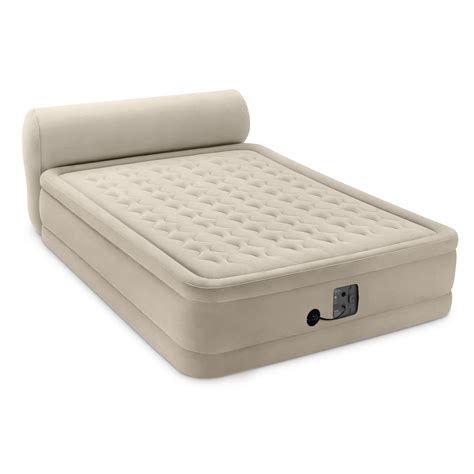 Intex Queen Ultra Plush Fiber Tech Airbed Air Mattress Bed With Built