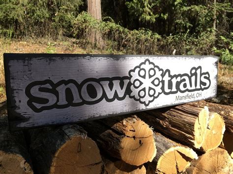 Snow Trails Resort Sign Handcrafted Rustic Wood Sign Ski
