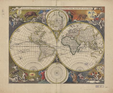 Antique World Map 1690 Painting By Celestial Images Fine Art America