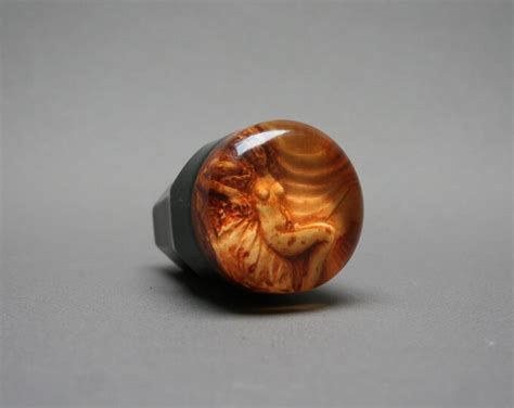 Vintage S Gear Shift Knob With Naked Woman Pattern Resin Inclusion And Bakelite Accessory