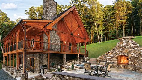 11 Amazing Log Home Outdoor Fireplaces