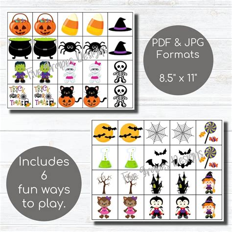 Halloween Memory Printable Halloween Games For Kids Etsy