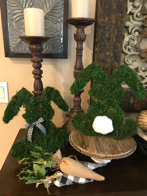 Dollar tree diy home decor ideas | glam mirror coffee table decor. How to Make Dollar Tree Moss Bunnies DIY in 2020 | Topiary diy, Easter diy, Easter decorations