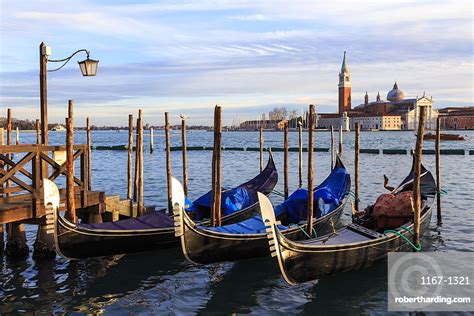 Gondolas San Marco Waterfront At Stock Photo