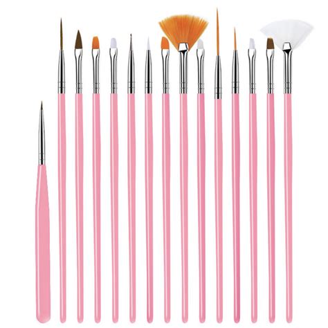 Nail Art Brush Set 15pc Pink I Spa