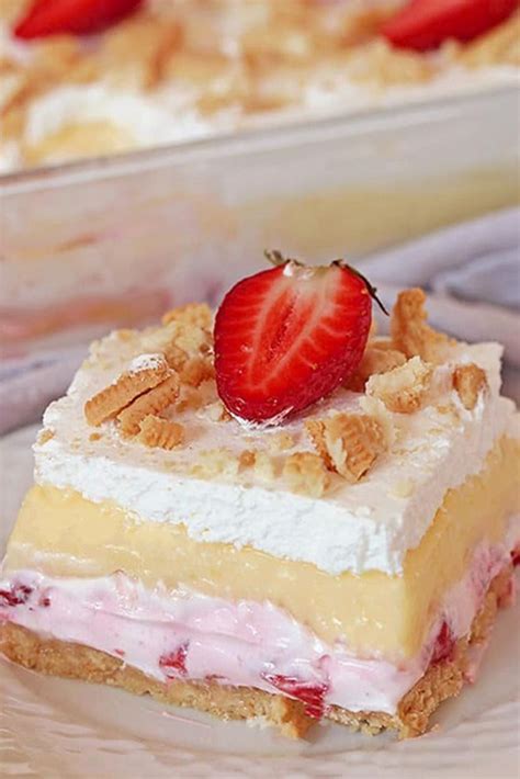 No Bake Strawberry Lush Delicious Layered Dessert Vanilla Pudding