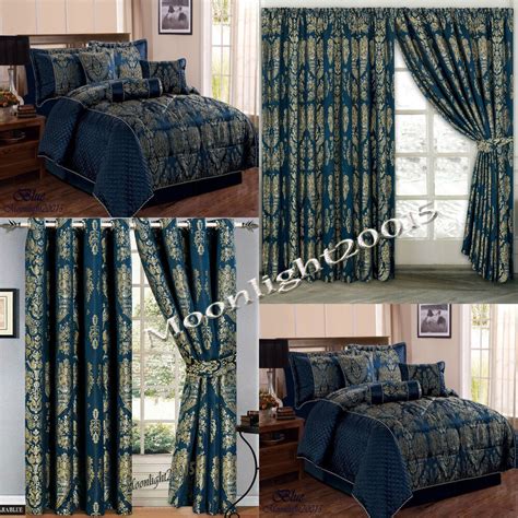 Comforter sets with curtains 436336 collection of interior design and decorating ideas on the littlefishphilly.com. Jacquard, Luxury 7 Piece (Blue) Comforter Set,Bedspread ...