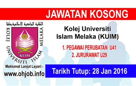 6) hanya calon yang layak sahaja akan dipanggil temuduga dan permohonan yang tidak menerima. Job Vacancy at Kolej Universiti Islam Melaka (KUIM ...