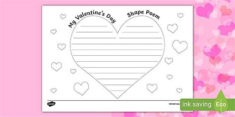 Valentines Day Shape Poetry Template Twinkl