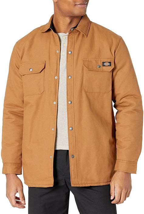 Dickies Mens Flannel Lined Duck Shirt Jacket With Hydroshield Ebay