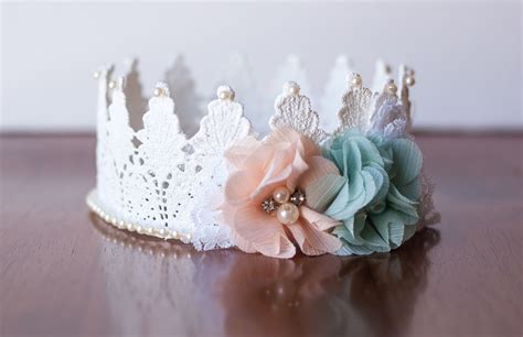 Lace Crown In White Mini Crown Baby Lace Crown Shabby Etsy Lace
