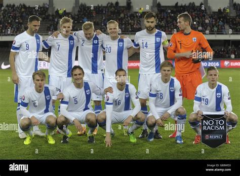 team photo of finland during the uefa euro 2016 qualifying soccer match between finland and