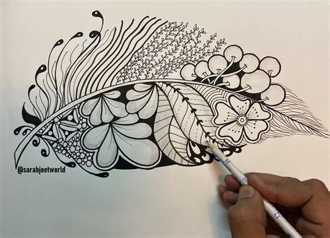 Best Zentangle Leaf Design | Doodle art for beginners, Easy doodle art, Doodle art designs